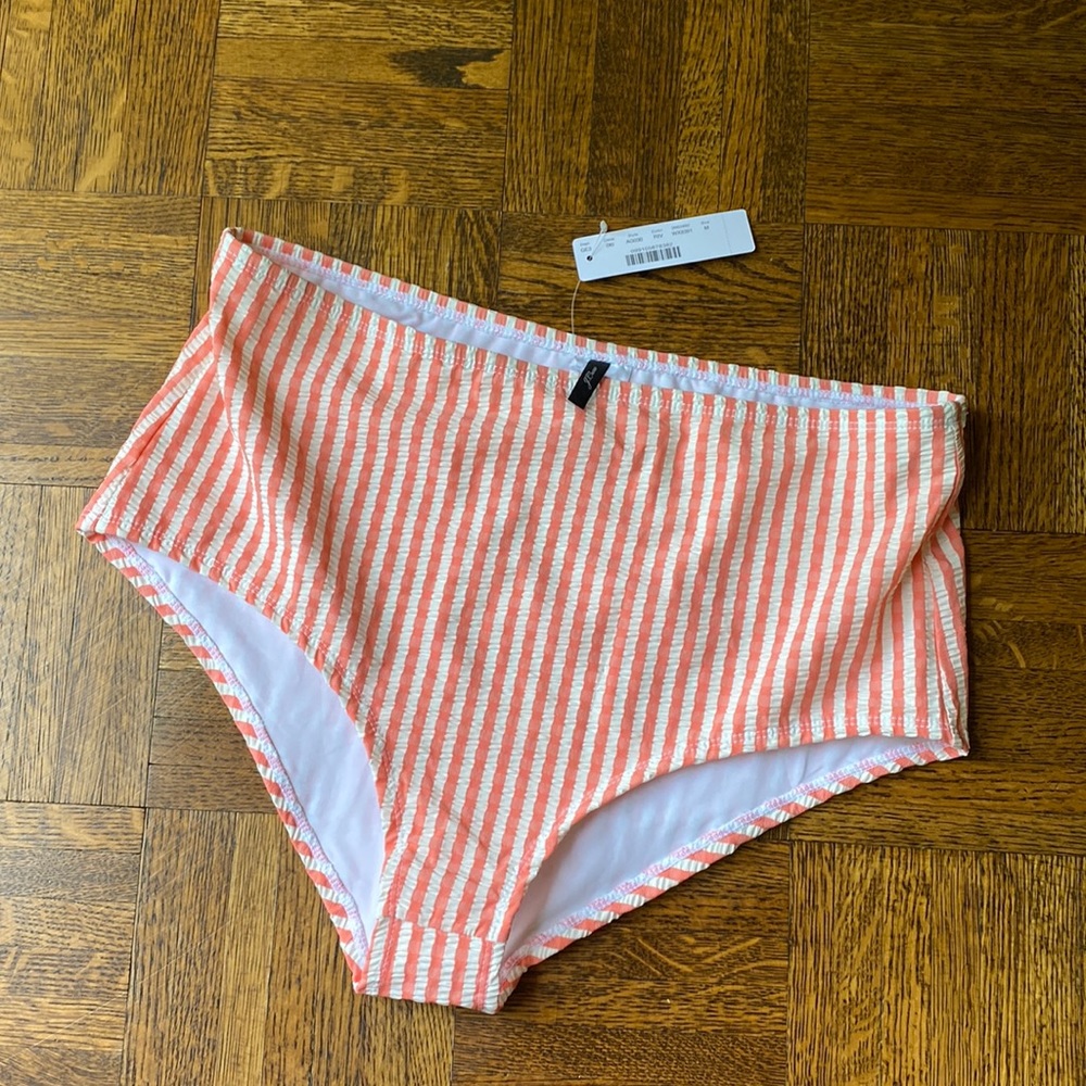 J. Crew coral pink seersucker high waisted bikini bottom only